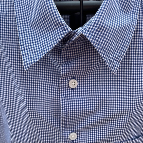 Old Navy Blue White Check Men's Short Sleeve Button Up Shirt X-Large 100% Cotton - Picture 3 of 9